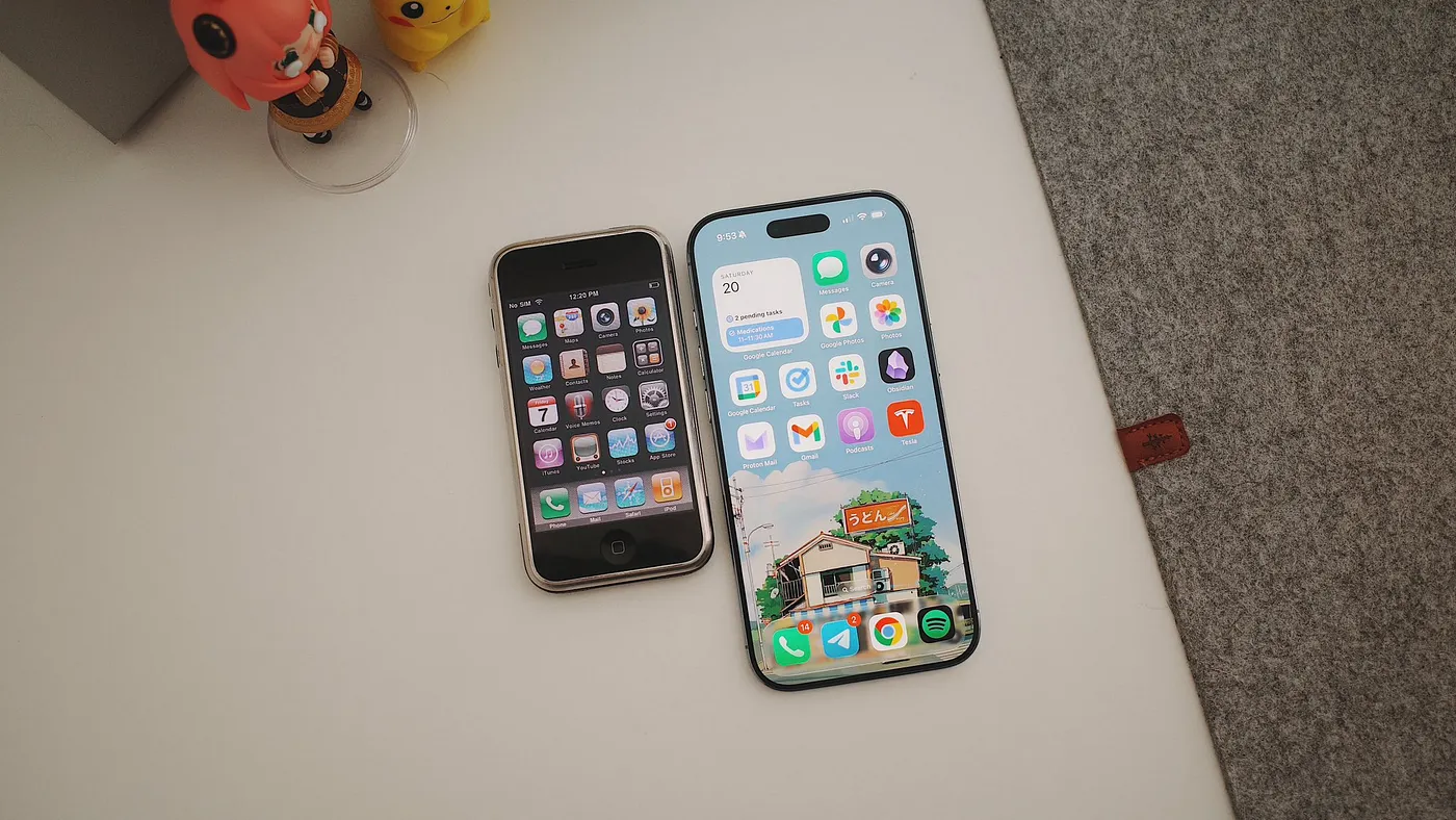 iPhone Air next to the original iPhone